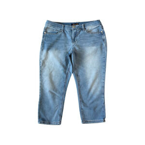 Seven7 Girlfriend Capri Jeans Crop Mid-Rise Stretch Size 8 Blue